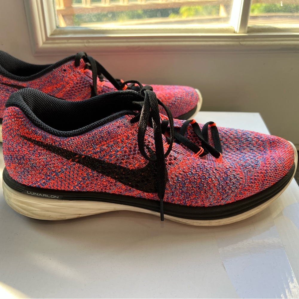 Nike Flyknit Lunar Racer 3: Hyper Orange Racer Blue (Pink)